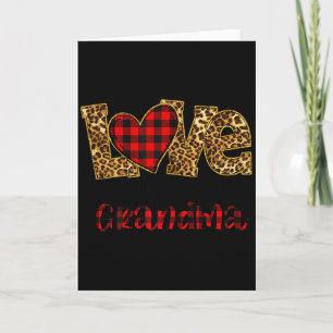 Love Being Called Grandma Leopard Red Plaid Heart Card