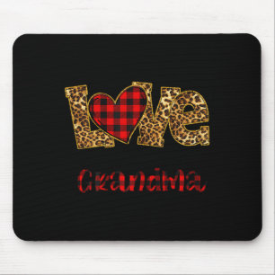 Love Being Called Grandma Leopard Red Plaid Heart Mouse Mat