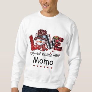 Love being called Momo Snowman Christmas Red Plaid Sweatshirt