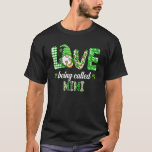 Love Being Called Nini Gnome Plaid St Patricks Day T-Shirt