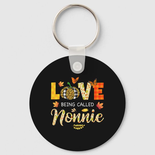 Love Being Called Nonnie Pumpkin Fall Leaves Thank Key Ring (Front)