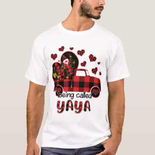 Love Being called Yaya Red Truck Gnome Valentine T-Shirt