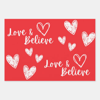 Love & Believe Valentine's Day gift Wrapping Paper Sheet