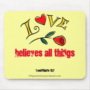 LOVE believes all things ROSE Mouse Mat