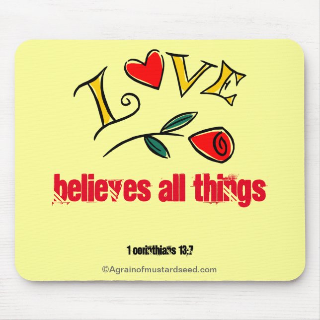 LOVE believes all things ROSE Mouse Mat (Front)