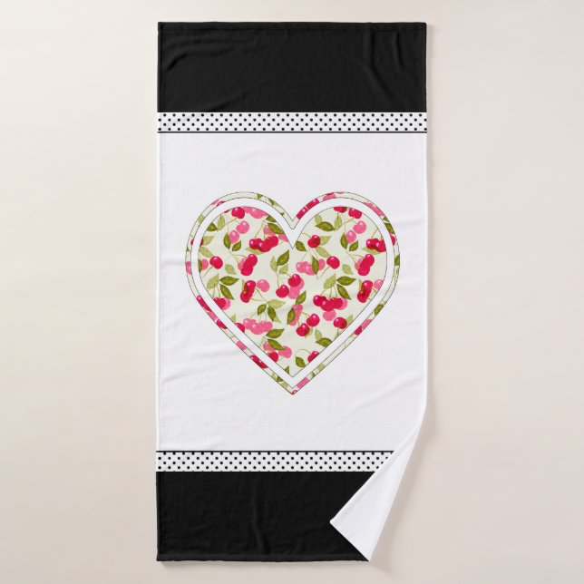 Love, berries, cherry bath towel (Bath Towel)