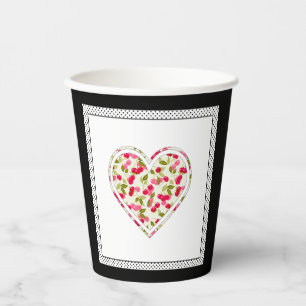 Love, berries, cherry paper cup