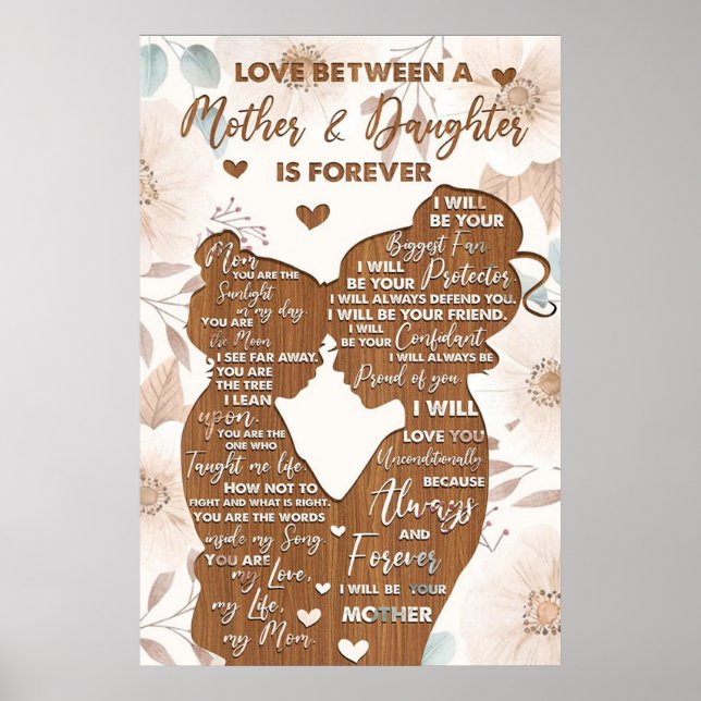 love between a mum daughter, mothers day gifts poster (Front)