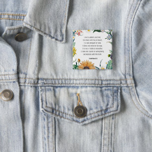 Love, bible verse 1 Cor 13:4, 15 Cm Square Badge