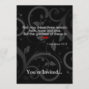 Love Bible Verse, Black/Red Invitation