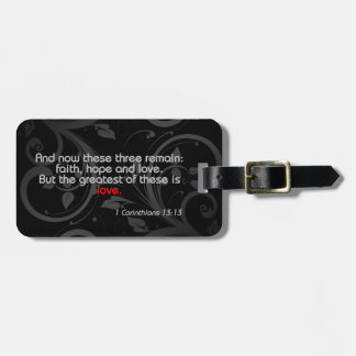 Love Bible Verse, Black/Red Luggage Tag