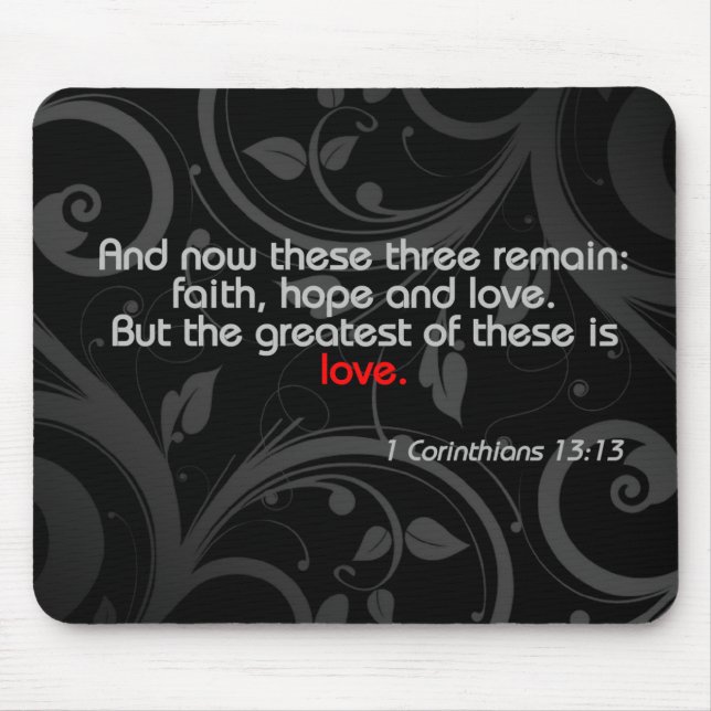 Love Bible Verse, Black/Red Mouse Mat (Front)