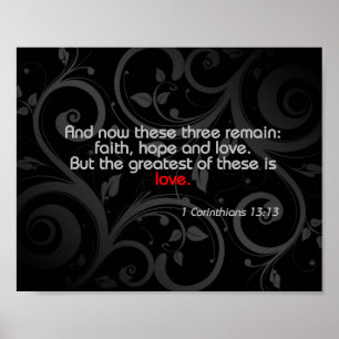 Love Bible Verse, Black/Red Poster