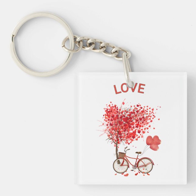 Love Bicycle Graphic Keychain | Cute & Meaningful  (Front)