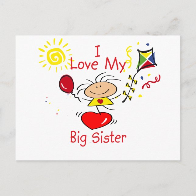 Love Big Sister Stick Figure Girl Postcard (Front)