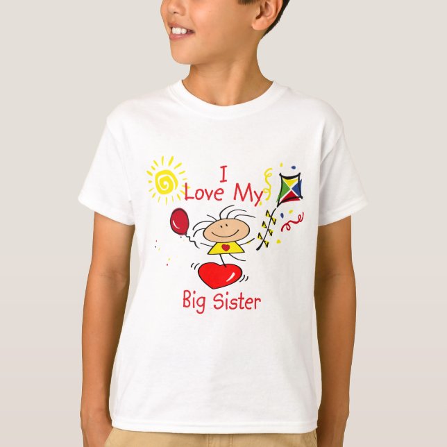 Love Big Sister Stick Figure Girl T-Shirt (Front)