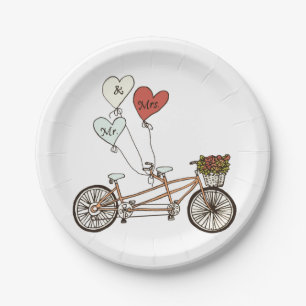 Love bike Mr. & Mrs. paper plate