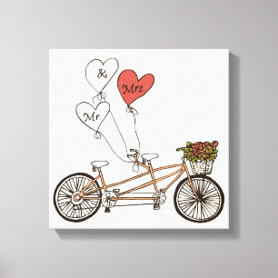 Love bike Mr & Mrs wrapped canvas