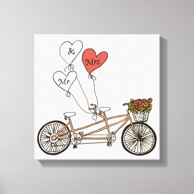 Love bike Mr & Mrs wrapped canvas (Front)