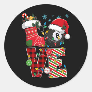 Love Billiards Christmas Santa Hat Billiardser Pla Classic Round Sticker