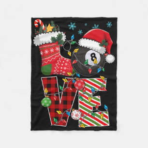 Love Billiards Christmas Santa Hat Billiardser Pla Fleece Blanket