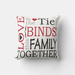 Love Binds this Family Together Black & Red Name Cushion