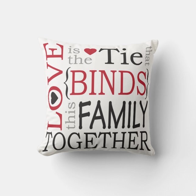 Love Binds this Family Together Black & Red Name Cushion (Front)