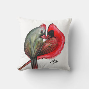 Love Bird Cardinal Throw Pillow