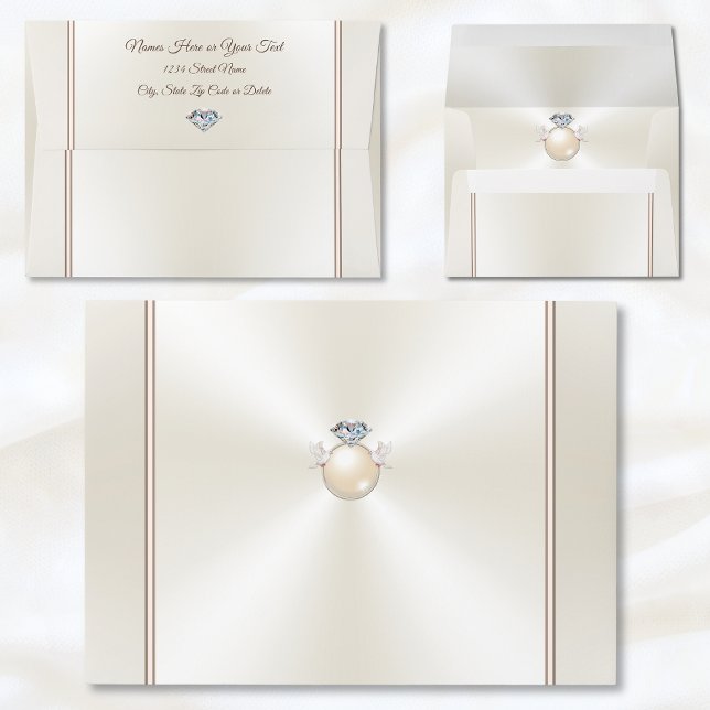 Love Bird, Diamond, Personalised Wedding Envelopes (Personalized Wedding Envelopes. Wedding invitations envelopes. Return address wedding envelopes.)