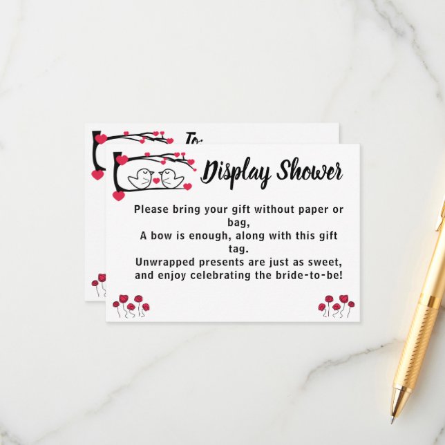 Love Bird Display Bridal Wedding Shower  Enclosure Card (Front/Back In Situ)