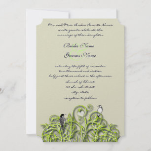 Love Bird Green Swirl Tree Wedding Invitation #2