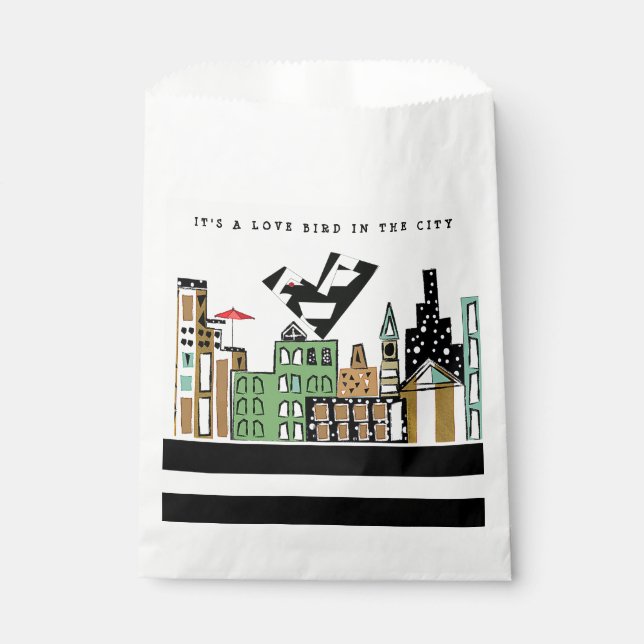 LOVE BIRD IN THE CITY  FAVOUR BAGS (Front)