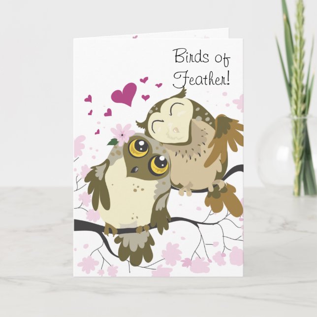 Love Bird Owls Greeting Card (Front)