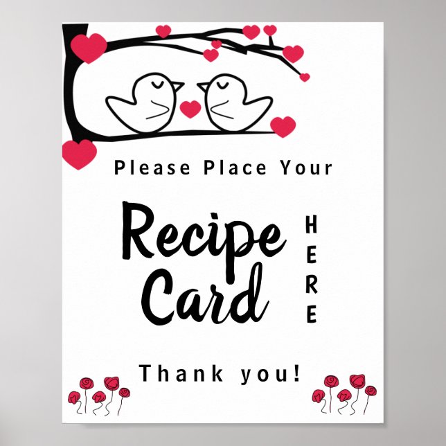 Love Bird Place Recipe Card Here Shower Sign (Front)