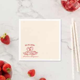 Love Bird Swans Cocktail wedding Napkins