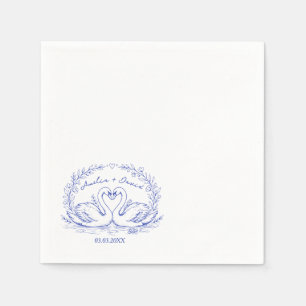 Love Bird Swans Hand Drawn Napkins, Personalised Napkin