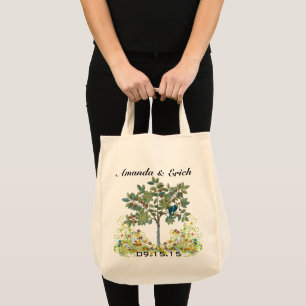Love Bird Swirl Tree Wedding Date Honeymoon Tote Bag