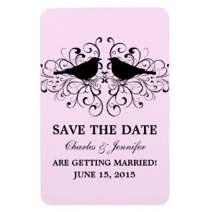 Love Bird Swirls Save the Date Magnet, Pink Magnet