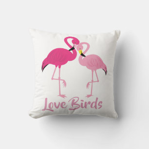 Love Bird Valentines Day Pillow with Flamingos.