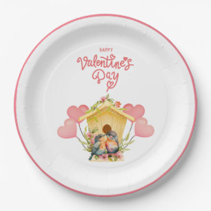 Love Bird Valentine's Day Round Paper Plate