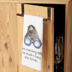 Love Bird Watching Hawk Binoculars Fun Quote Kitch Tea Towel