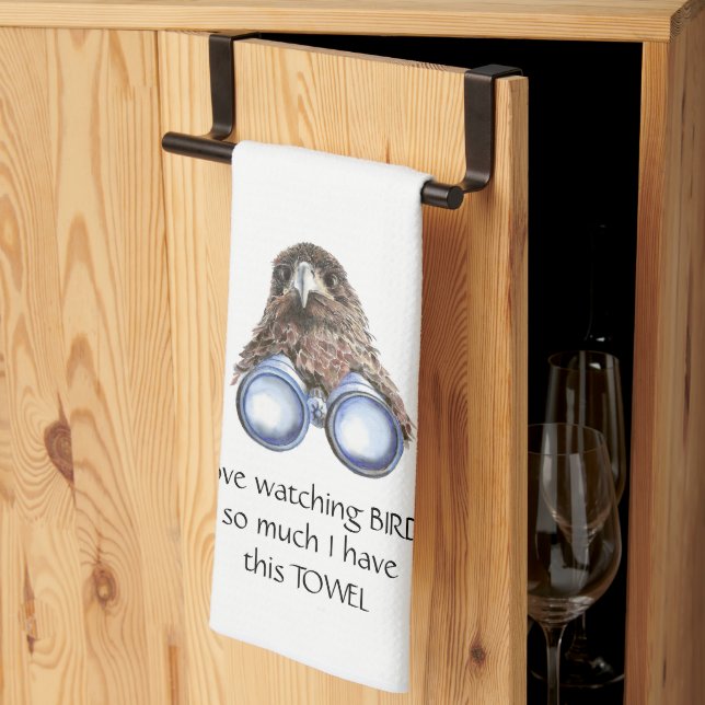Love Bird Watching Hawk Binoculars Fun Quote Kitch Tea Towel (Thirds Fold)