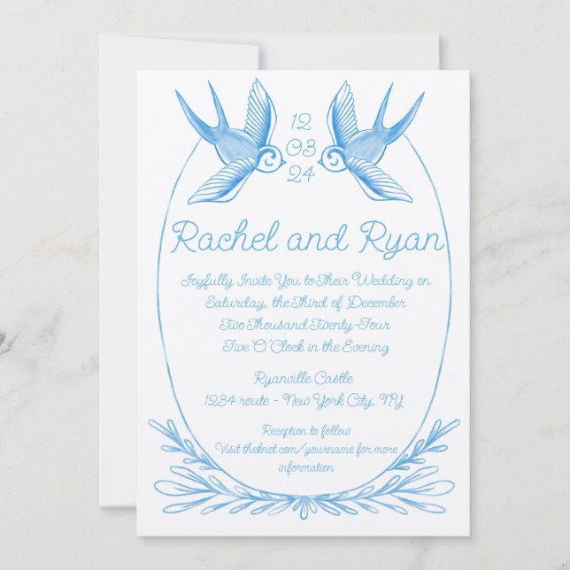 Love Bird Wedding Invite  (Front)
