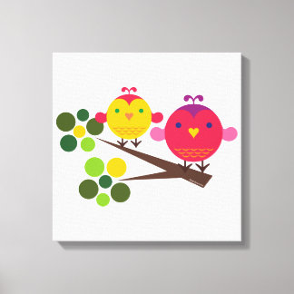 Love Birdies Stretched Canvas print Wall Art