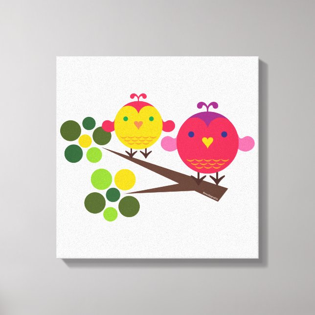 Love Birdies Stretched Canvas print Wall Art (Front)