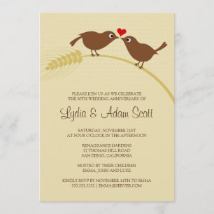 Love Birds 25th Silver Wedding Anniversary Party Invitation