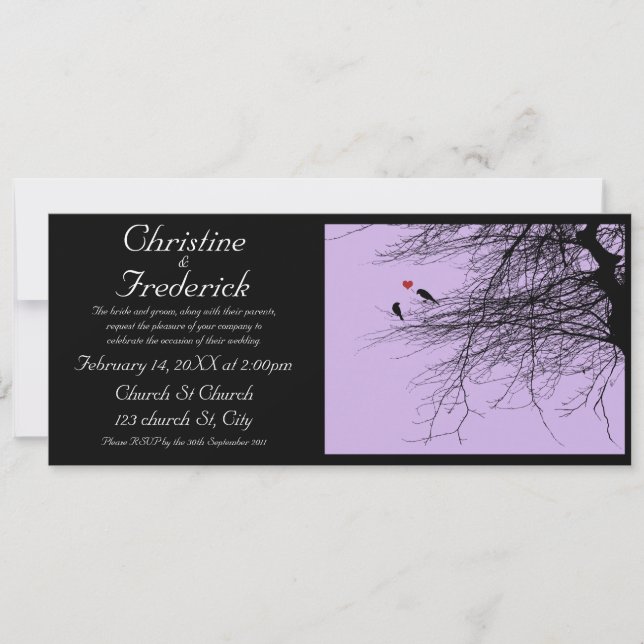 Love Birds, 4"x9.25" invitation (Front)