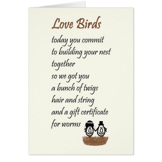 Love Birds A Funny Wedding Poem Uk