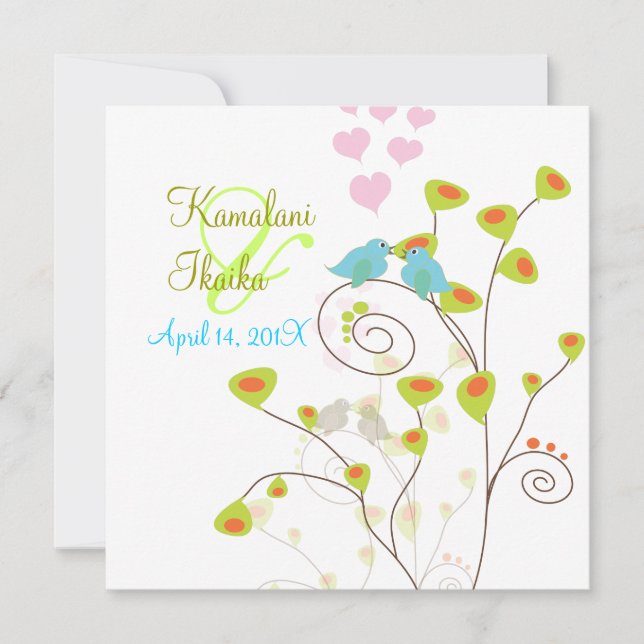 Love birds, add your background.. invitation (Front)