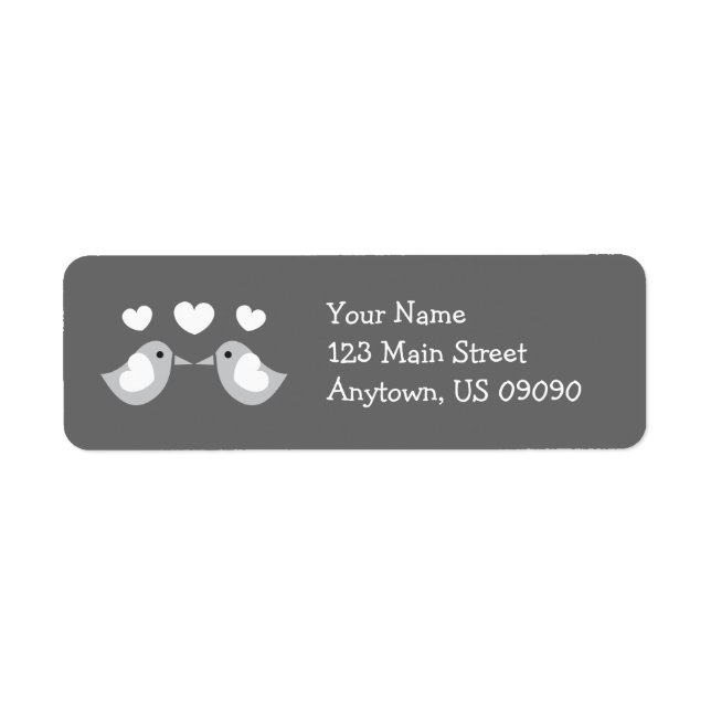Love Birds Address Labels (Grey) (Front)